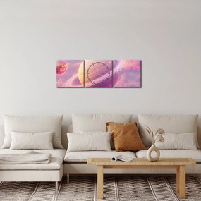 Kép - Rózsaszín bolygó (órával) (90x30 cm)