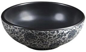 Sapho - PRIORI pult fölé helyezhető mosdó, átmérő 41 cm, fekete/fehér