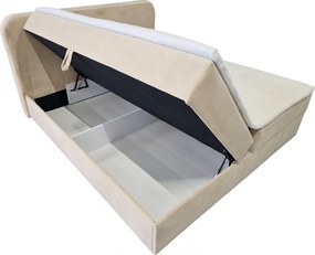 Kárpitozott boxspring ágy FORENA 140x200 cm krémszínű Matrac: Bonell rugós matrac