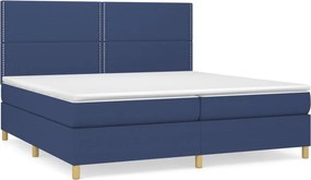vidaXL kék szövet rugós ágy matraccal 200 x 200 cm