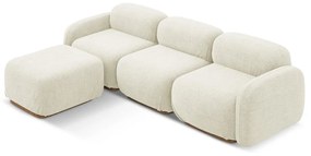 Krémszínű buklé moduláris sarokkanapé Ailani – Makamii