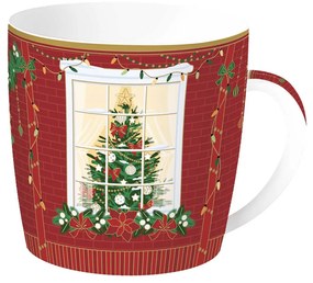 Karácsonyi fenyőfás porcelán bögre 350 ml fém díszdobozban Festive Avenue