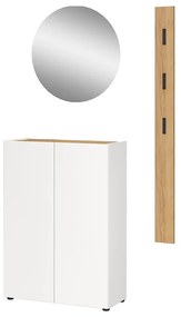 Fehér előszoba bútor tölgyfa dekorral 104x200x33 cm Alviano – Germania