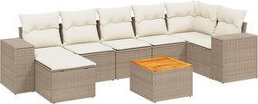 vidaXL 8 részes bézs polyrattan kerti ülőgarnitúra párnával