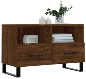 barna tölgyszínű szerelt fa TV-szekrény 80 x 36 x 50 cm