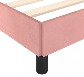 rózsaszín bársony ágykeret fejtámlával matrac nélkül 80x200 cm