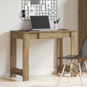 kézműves tölgy színű szerelt fa íróasztal 100x45x75 cm