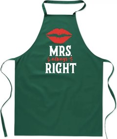 Konyhai Kötény zöld Valentin Napi Esküvői ajándék Mrs Right női FA_446_z