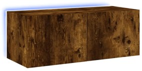 füstös tölgy színű fali TV-szekrény LED-ekkel 80x35x31 cm