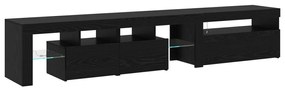 TV Szekrények 2 db LED Fénnyel Fekete Tölgy Mérnöki Fából