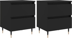 vidaXL 2 db fekete szerelt fa éjjeliszekrény 40 x 35 x 50 cm