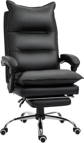 Vinsetto Irodai Szék Relaxáló Funkcióval, Ergonomikus Íróasztali Szék, Magasságban Állítható Forgószék Lábpihentővel, Kárpitozott, 135 kg-ig Terhelhet