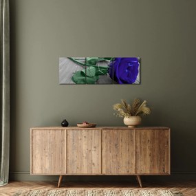 Kép - Kék rózsa zöld szárral (órával) (90x30 cm)