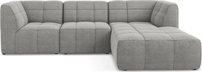 Szürke buklé sarokkanapé (jobb oldali-heverő résszel) Aloha – Makamii