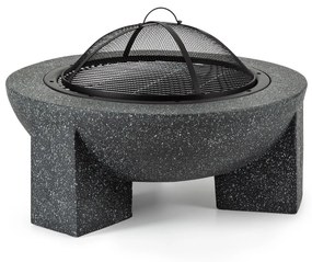 Troja, tűzrakóhely, grill, Ø 75 cm, szikrafogó, acél, műkő, MgO, tűzálló