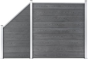vidaXL 1 négyszögletes és 1 ferde szürke WPC kerítéselem 273 x 186 cm