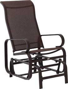 Outsunny Hintaszék Kerti Szék Relaxáló Szék Kerti Hinta Kerti Fém Hinta Szék Teraszra Erkélyre Textiline Barna 60 x 73 x 104 cm | Aosom