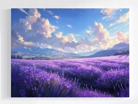 Vászonkép Canvas Tájkép Hegyek Dombok Mezők Levendula Felhők 80x60