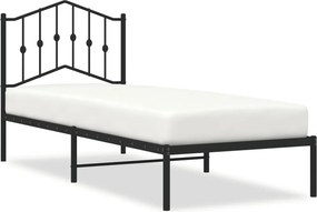 vidaXL fekete fém ágykeret fejtámlával 80 x 200 cm