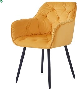 Dizájnos fotel, sárga Velvet szövet, FEDRIS NEW
