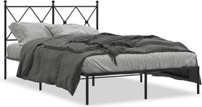 vidaXL fekete fém ágykeret fejtámlával 120 x 200 cm
