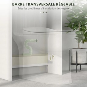 HOMCOM WC-hez Illeszkedő Tároló Szekrény, Fürdőszobai Szekrény 2 Ajtós Tálcával és Nyitott Polccal 58.5L x 23W x 170H cm - Fehér | Aosom