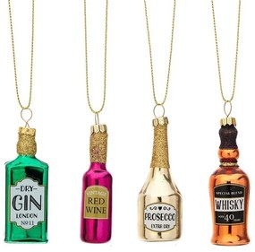 Üveg kézzel készített karácsonyfadísz készlet 4 db-os 10 cm Christmas Cheer – Sass & Belle