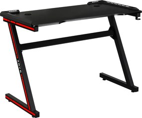 Gamer asztal/számítógépasztal, RGB LED világítással, fekete/piros, MACKENZIE 100cm