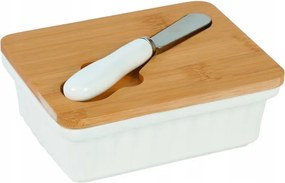 Moderno vajtartó kerámia-bambusz vágóval, fehér