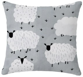 2 db díszpárnahuzat szett WHITE SHEEPS 45x45 cm, szürke