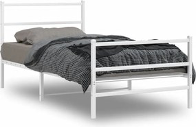 vidaXL fehér fém ágykeret fej- és lábtámlával 100 x 200 cm