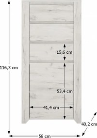 Komód typ 35, fehér craft, ANGEL