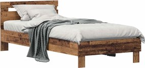 vidaXL Ágykeret fejtámlával Öreg fa 75 x 190 cm Faanyag