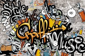 Tapéta graffiti tégla falon