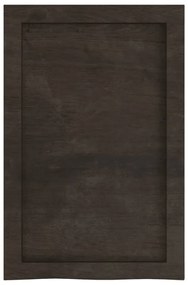 sötétbarna kezelt tömör tölgyfa fali polc 40x60x(2-6) cm