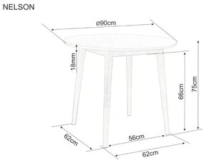 Akciós NELSON étkezőasztal méz tölgy dekorasztallappal 90x90 II. osztály