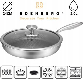 Edenberg serpenyő 24 cm, non-stick méhsejt fedéllel