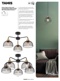 Redo 01-1573 - Kábelen függő csillár TAMIS 3xE27/42W/230V átm. 59 cm fekete