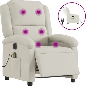 vidaXL krémszínű bársony elektromos dönthető masszázsfotel