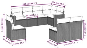 8 részes bézs polyrattan kerti ülőgarnitúra párnával