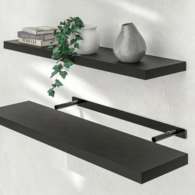 FIGO + fali polc konzollal, 90cm, fekete Casaria