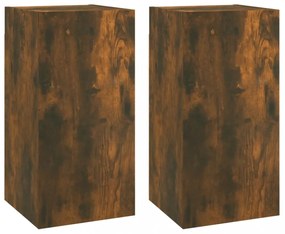 2 db füstös tölgy színű szerelt fa TV-szekrény 30,5x30x60 cm