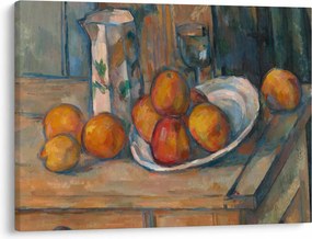 Kép - Paul Cézanne, Still Life with Milk Jug and Fruit, reprodukciók (70x50 cm)