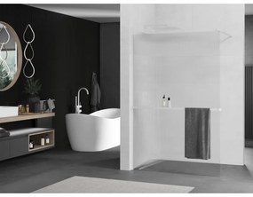 Mexen Kioto+, Walk-In zuhanyparaván polccal és akasztóval 70 x 200 cm, 8 mm-es üveg bordás mintával, fehér profil, 800-070-121-20-09