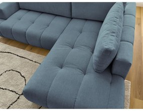 Kék kinyitható-tárolóhelyes sarokkanapé (jobb oldali-L alakú) Fuji – Bobochic Paris