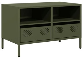olívazöld hidegen hengerelt acél TV-szekrény 68 x 39 x 43,5 cm