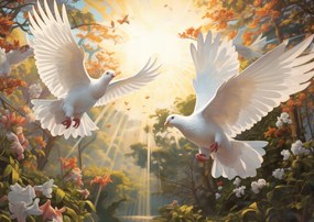 Poszter 84,1x59,4cm Galambok a reggelben