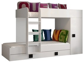 Kombinált gyerekágy 90 cm Toreno 2 (fehér + fényes fehér + fényes fekete fogantyúk). 1083319