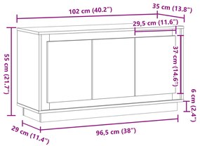 kézműves tölgy színű szerelt fa tálalószekrény 102 x 35 x 55 cm