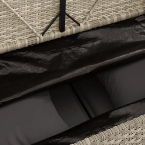 világosszürke polyrattan kerti pad párnákkal